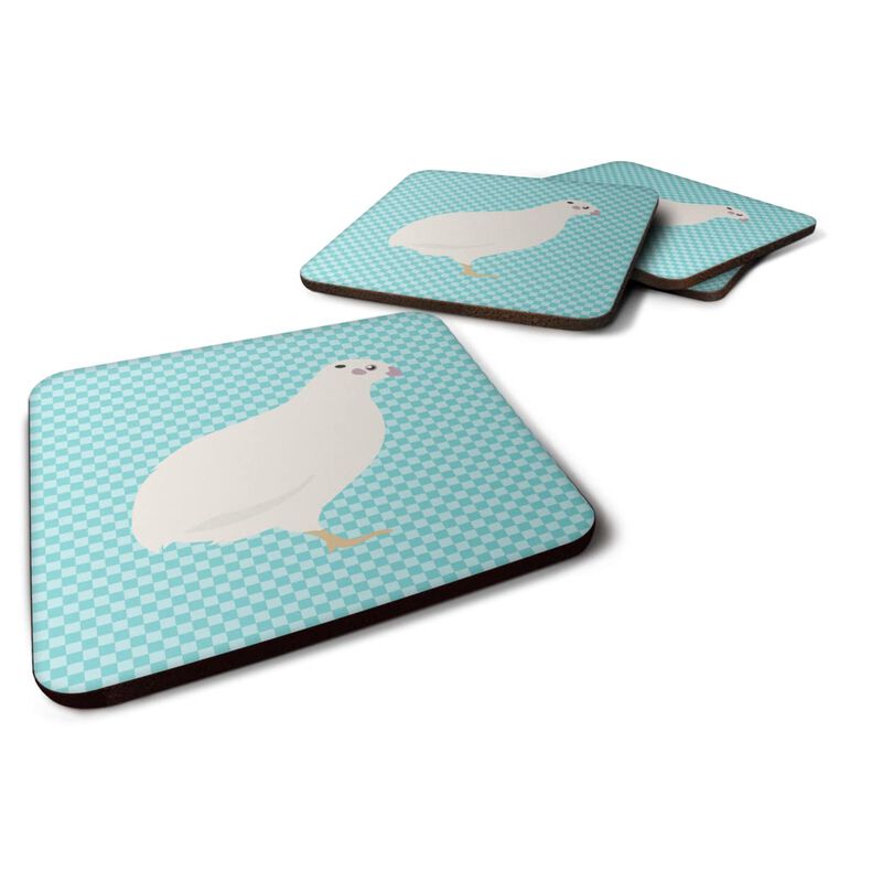 Caroline's Treasures Texas Quail Blue Check Decorative Coasters, 3.5, Multicolor
