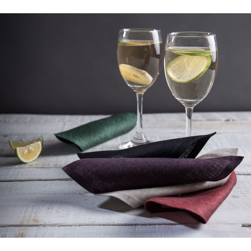 Solino Home Fete 100% Linen Cocktail Napkins &ndash; Set of 12, 6 x 6 in, Machine Washable, Holiday and Everyday Dining