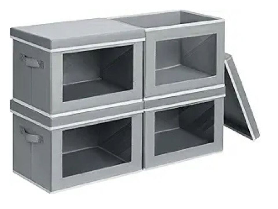 Fabric Storage Bins with Lids | Collapsible Closet Storage Bins with Window