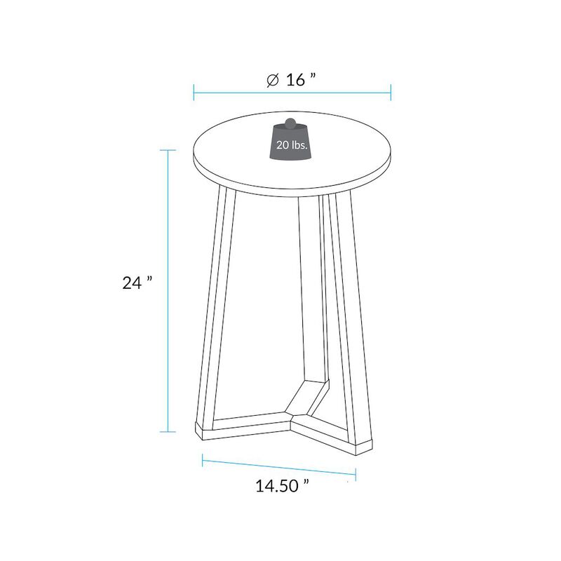 Aesthetic Tripod Round Side Table with Solid American Hardwood Legs, Walnut