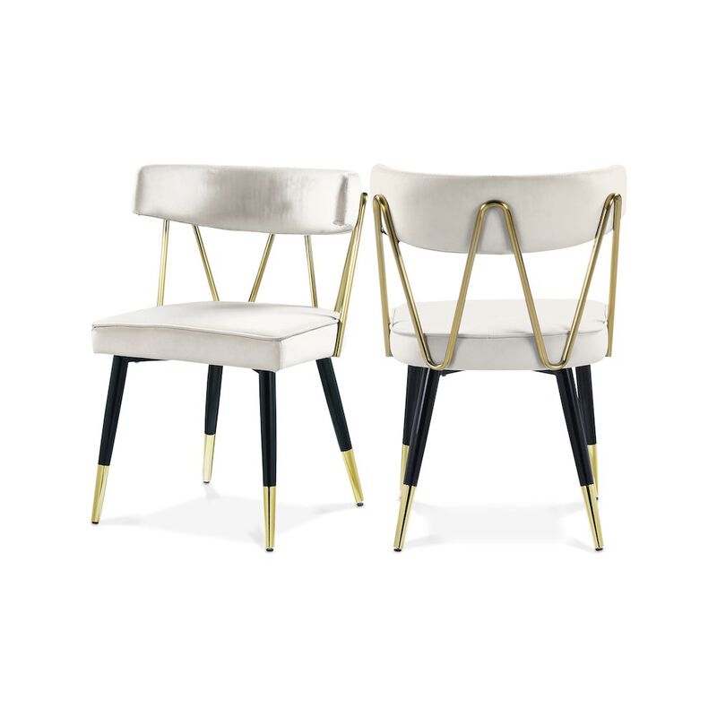 Meridian Furniture Rheingold Cream Velvet Dining Chair, Set of 2