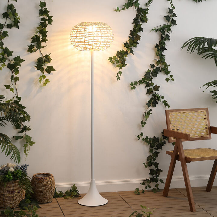 Jaemin 58" Modern Coastal Faux Rattan Integrated Indoor/Outdoor LED Solar Powered Floor Lamp