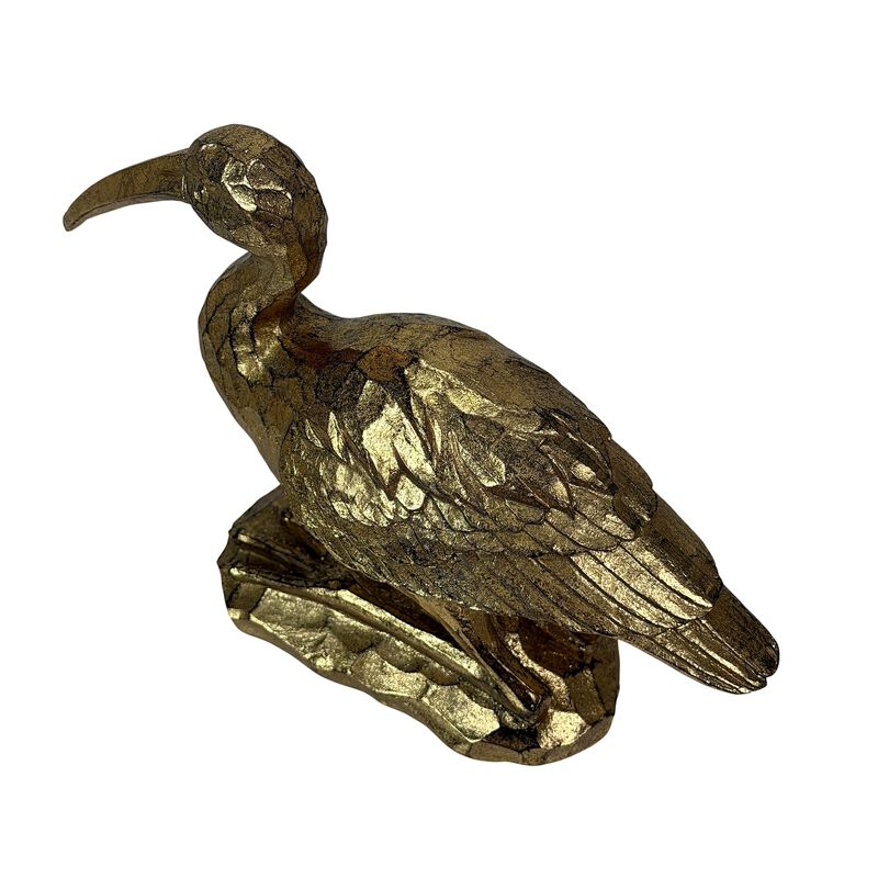 Gold Resin Crane Statue Bird Figurine 975 In Antique Style Table Decor image number 3