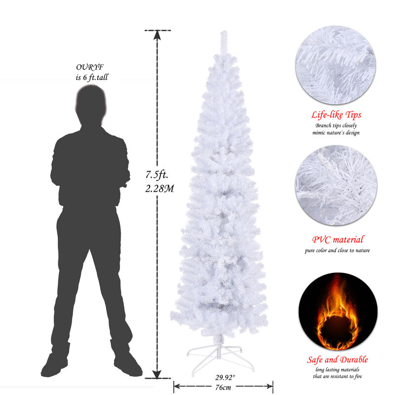 Slim Artificial Christmas Tree with Foldable Stand Space-Saving Holiday Décor for Easy Setup