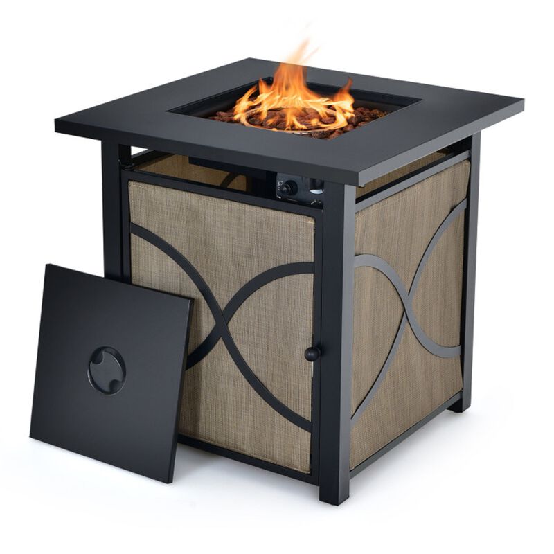 Mondawe 25" Fire Pit Table - 40K BTU with Fire Glass & Lid