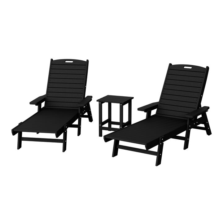 WestinTrends Poly Reclining Chaise Lounge Set With Table