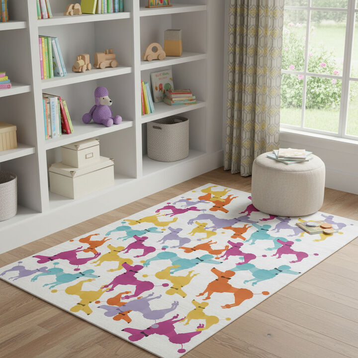 HomeRoots Dogs Youthful Washable Area Rug
