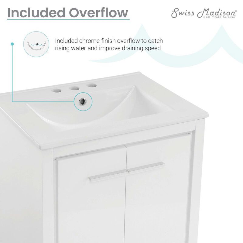 Virage 24 in. White Bathroom Vanity with 3-Hole Ceramic Sink Top image number 1