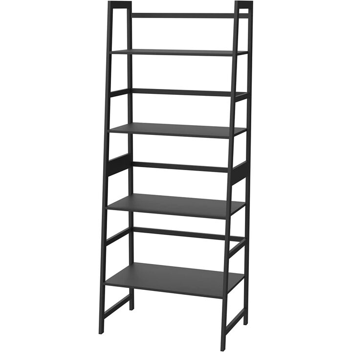 Bookshelf, Ladder Shelf, 4 Tier Tall Bookcase, Modern Open Book Case for Bedroom, Living Room, Office (Black)