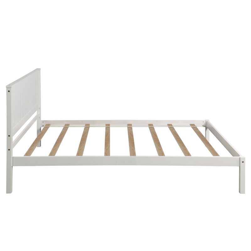 Modern Platform Bed Frame with Headboard, Wood Slat Support, Box Spring Not Necessary