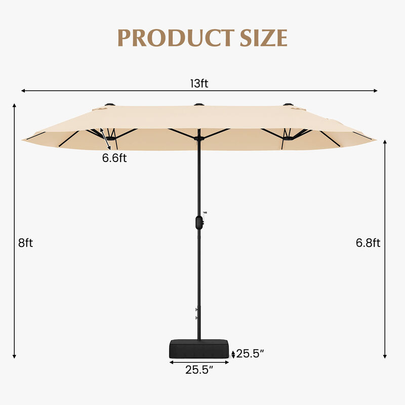 Double-Sided Patio Twin Table Umbrella with Crank Handle