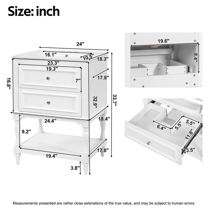 ELEMENT ACE Bathroom Vanity with Ceramic Sink, Bathroom Storage Cabinet with Open Shelf and Drawers for Functional Bathroom Organization and Decor image number 2