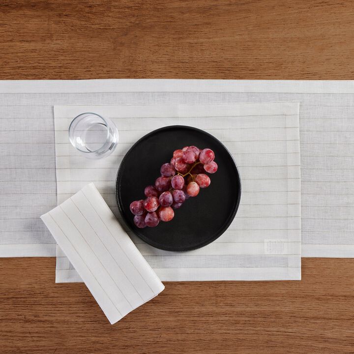 Solino Home 100% Pure Linen Dinner Napkins 20 x 20 Inch Set of 4 - Pinstripe