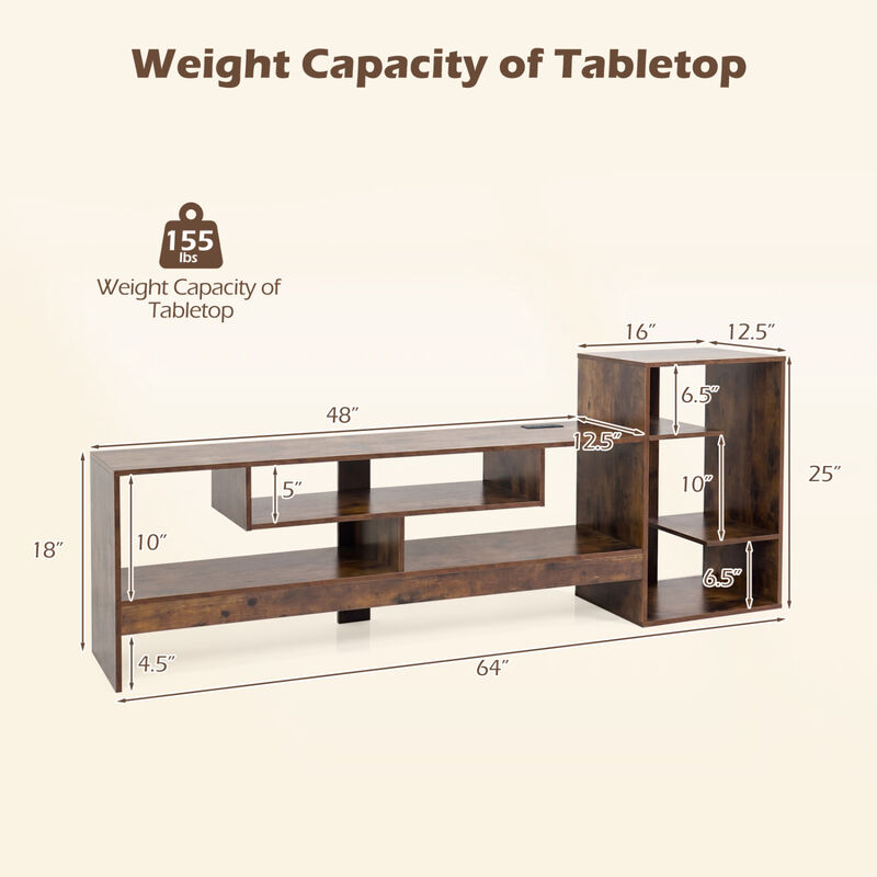 Entertainment Cube TV Stand with Built-in Power Outlets Shelves image number 2