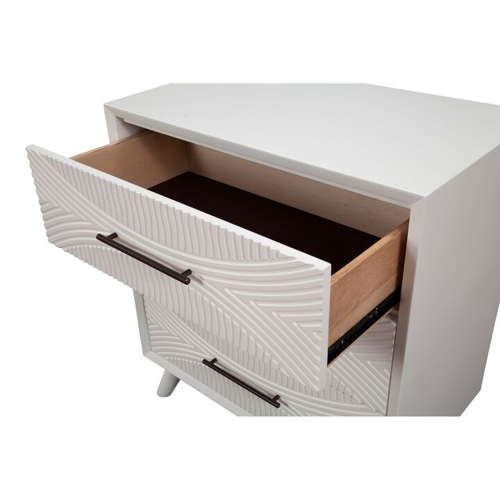 Three Drawers Mahogany Wood Small Chest with Splayed Legs, White