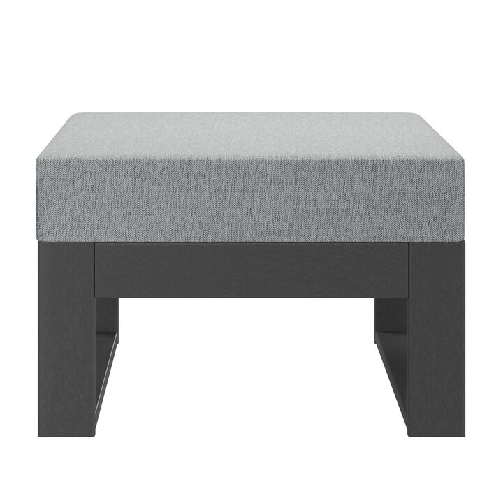 WestinTrends Outdoor HDPE Patio Ottoman with Waterproof Olefin Cushions