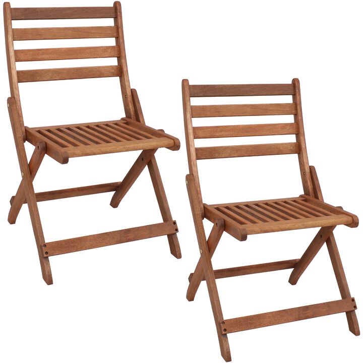 Sunnydaze Meranti Wood Folding Patio Bistro Dining Chair - Set of 2