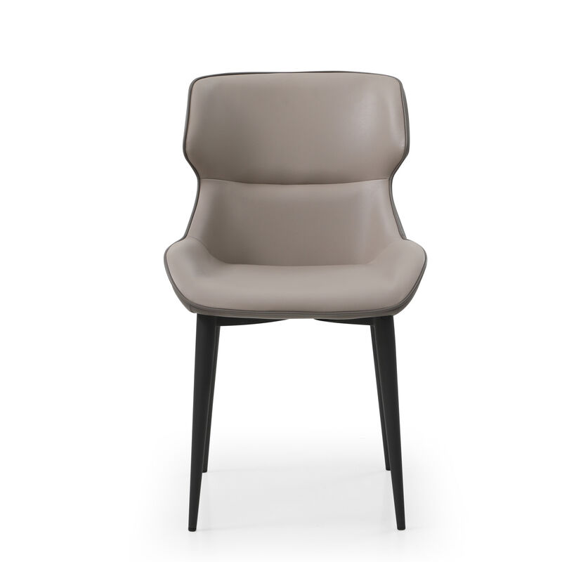 HomeRoots Gray and Black Upholstered Faux Leather Dining Side Chair image number 0
