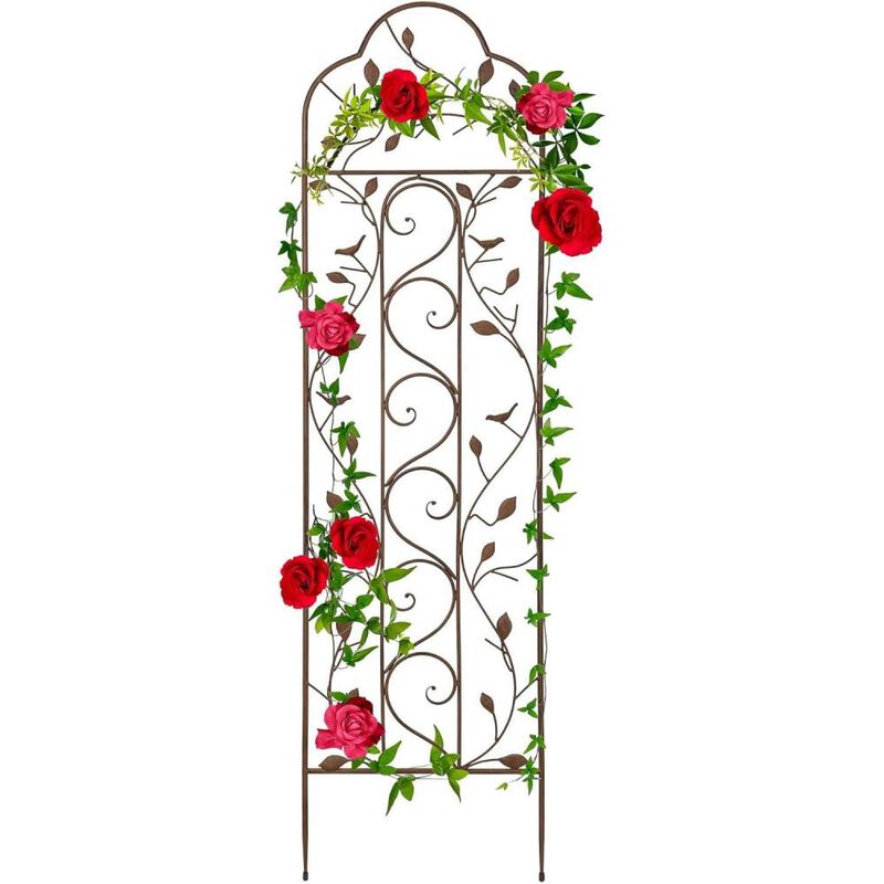Hivvago 60-inch Tall Outdoor Iron Garden Trellis in Bronze Metal Finish
