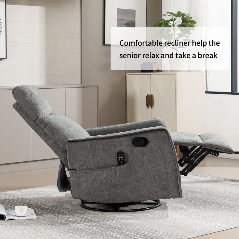 Manual Recliner Chair with Heat and Massage, Rocker and Swivel Chair in Fabric for Living Room image number 8