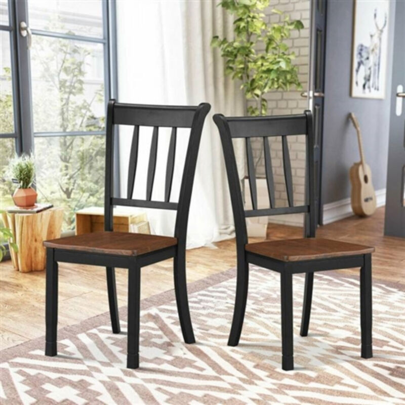 Set of 2 Solid Wood Mission Style Armless Dining Chair