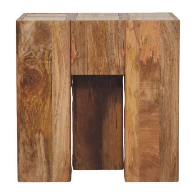 Artisan Furniture Solid Wood Travertine Top Block Side Table image number 7