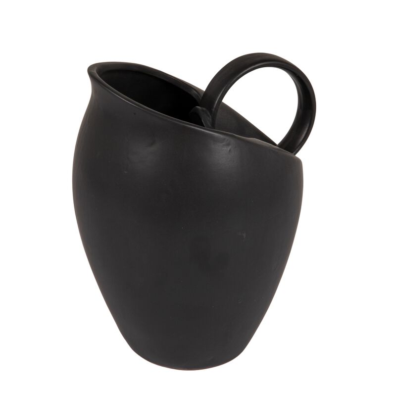 82-Ounce Textured Stoneware Pitcher with Reactive Glaze, Matte Black image number 0