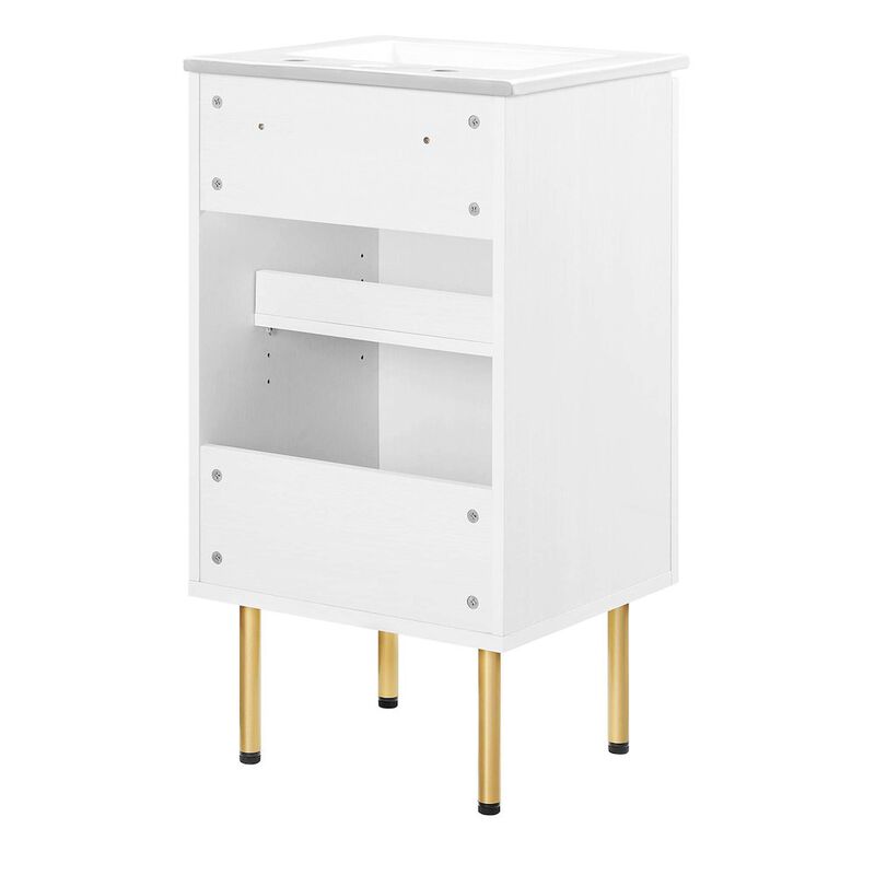 Modway Chaucer 18&rdquo; Bathroom Vanity White with Ceramic Sink Basin, 18 Inches image number 4