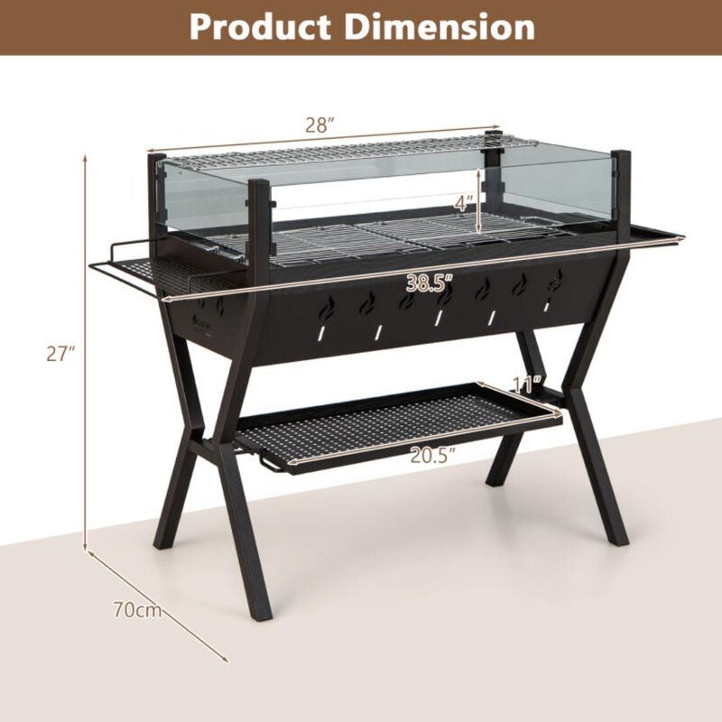 Hivvago Barbecue Charcoal Grills with Wind Guard Seasoning Racks