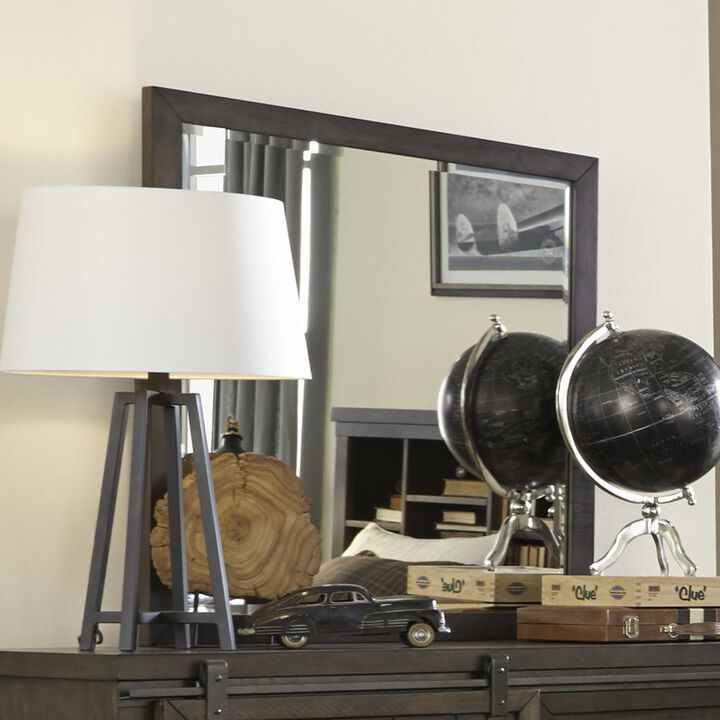 Liberty Furniture Thornwood Hills Mirror in Rock Beaten Brown w/ Saw Cuts