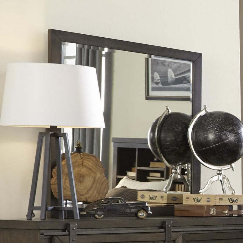 Liberty Furniture Thornwood Hills Mirror in Rock Beaten Brown w/ Saw Cuts image number 1