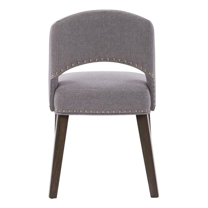 CorLiving TNY-254-C Tiffany Upholstered Dining Chair with Wood Legs, Set of 2