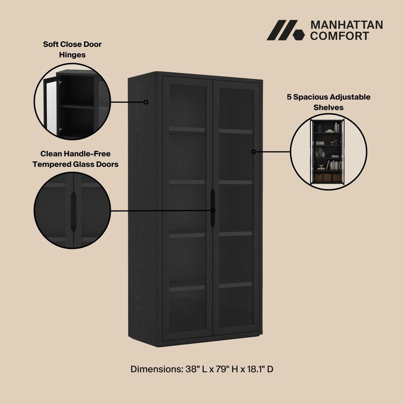 Rivington Black Bookcase Cabinet (Set of 2)