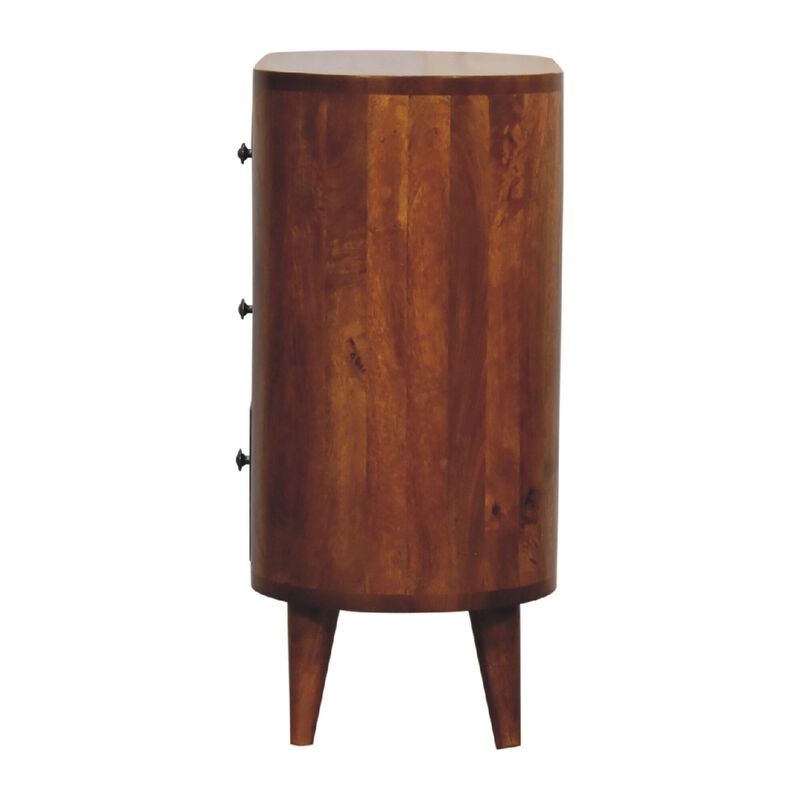 Mini Chestnut  3 Drawer Solid Wood Cabinet