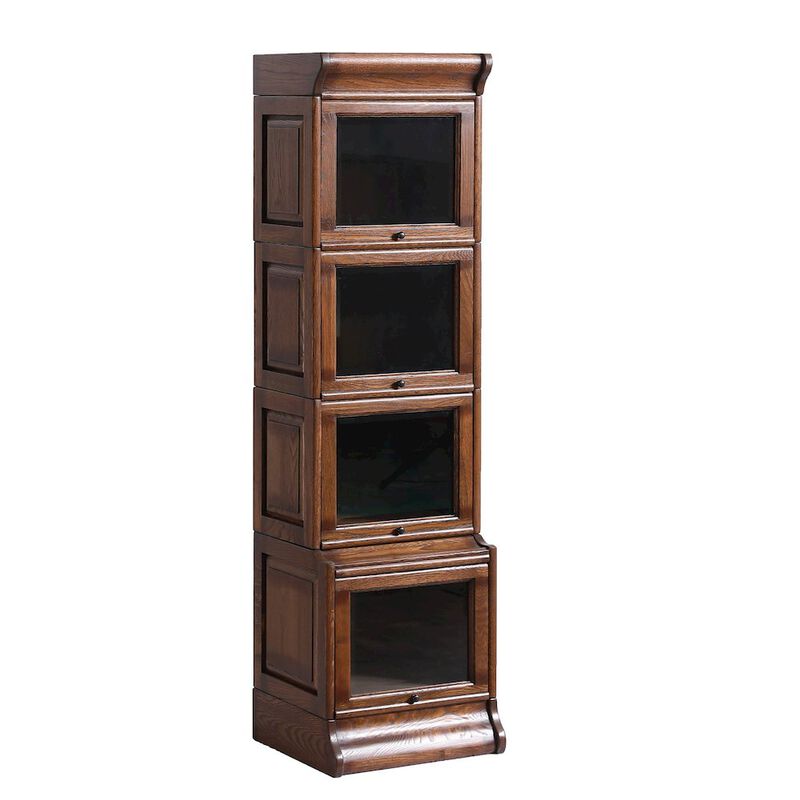 Crafters and Weavers Mission Narrow Barrister Bookcase - Beveled Glass