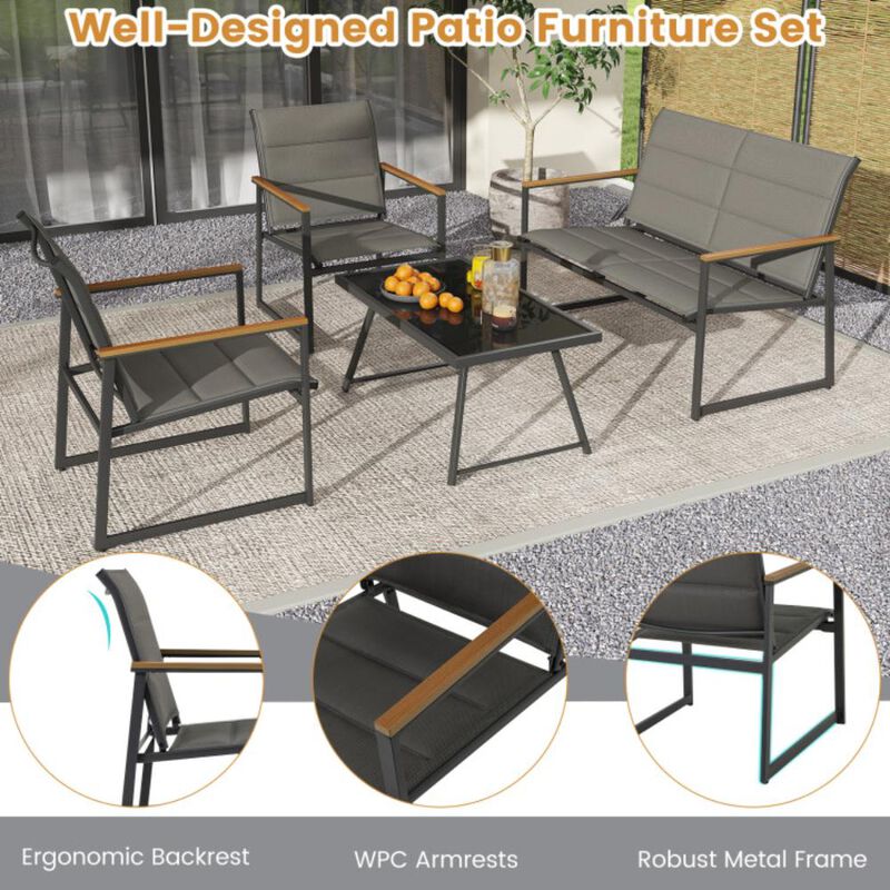 Hivvago 4-Piece Outdoor Conversation Patio Furniture Set