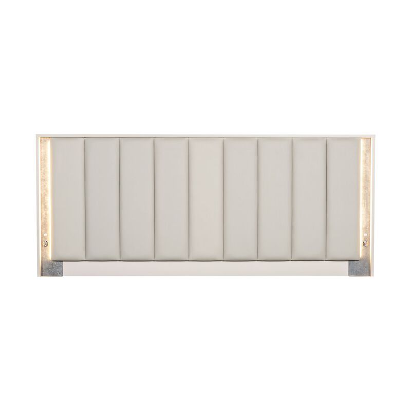 Michael Amini Pavira Eastern King Bed with LED Lights - Stone image number 9