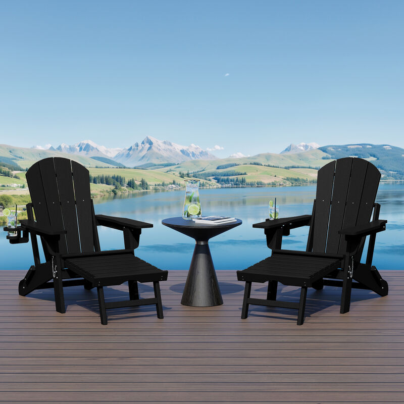 WestinTrends Folding Adjustable Adirondack Chair with Retractable Ottoman and Cup Holder (Set of 2) image number 1