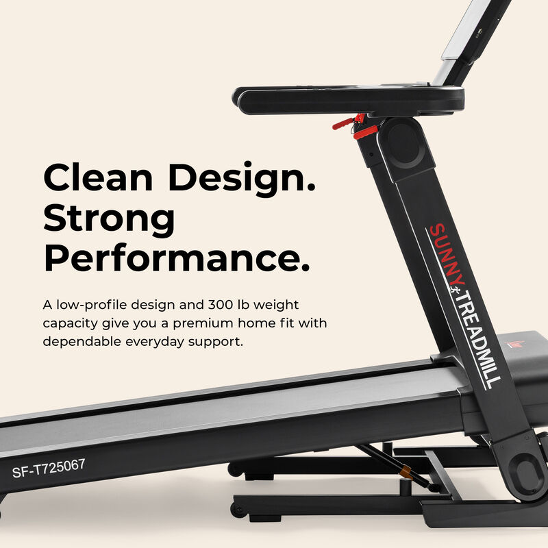 Sunny Health & Fitness Platinum Smart One-Click Fold Wi-Fi Treadmill with Auto Incline and SunnyFit App for Trainer-Led Workouts & Performance Tracking image number 2