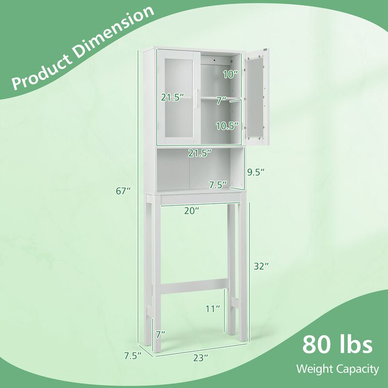 Costway Wooden Over The Toilet Storage Cabinet Spacesaver Organizer Bathroom Tower Rack