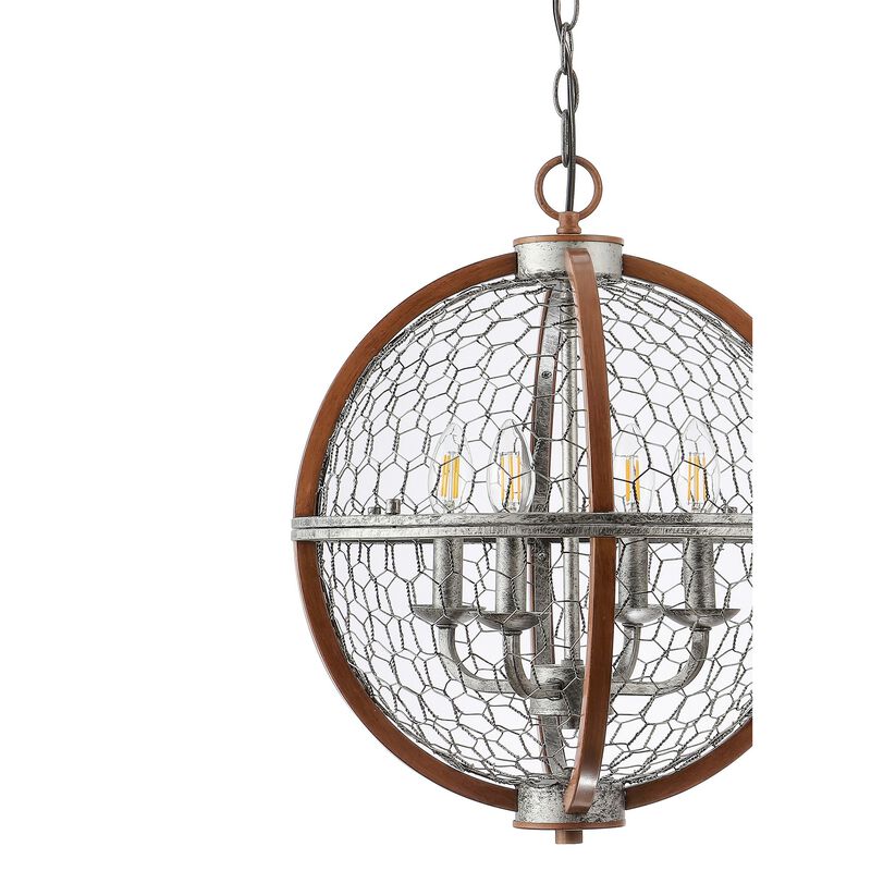 Gaines 4-Light Adjustable Iron Rustic Industrial LED Pendant
