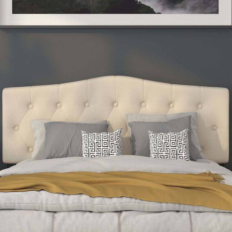Flash Furniture Tufted Upholstered Queen Size Headboard in Beige Fabric image number 8