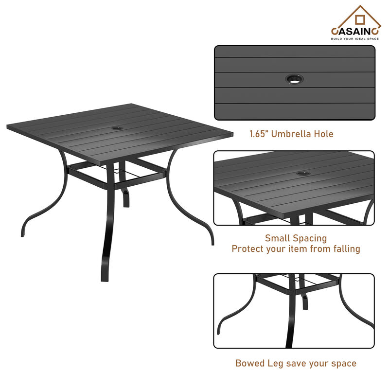 Square Outdoor Dining Table 40-in W x 40-in L with Umbrella Hole