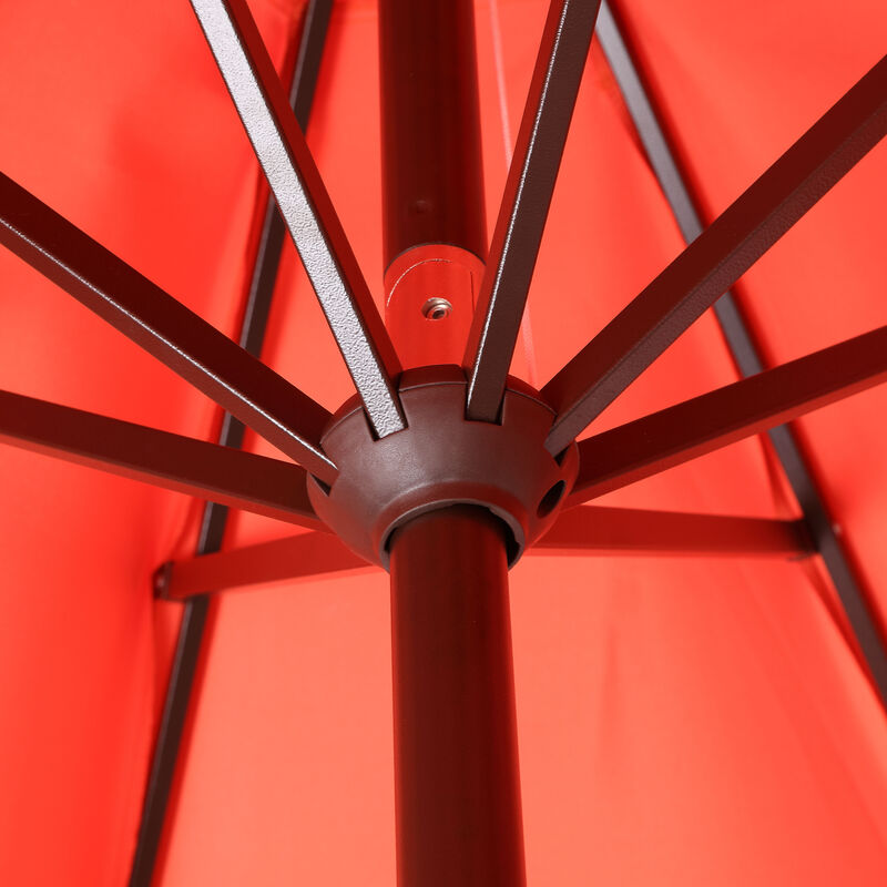 Tracy Classic MidCentury Scalloped Fringe Market Patio Umbrella with Auto-Tilt, Crank, Wind Vent and UV Protection