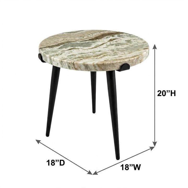 Starlight Canyon Home Marble Top Accent Table with Metal Legs, Contemporary Side Table,Brown