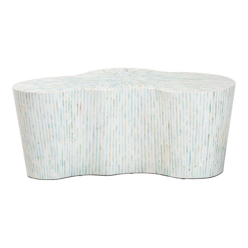 bali & pari Fiorella Capiz Shell Coffee Table - Mother of Pearl Irregular Shape Accent Table with Textured Inlay Surface for Living Room or Lounge Space image number 1