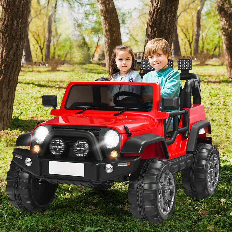 12V Kids Ride On Truck with 2 Seats Remote Control and Storage Compartment image number 1