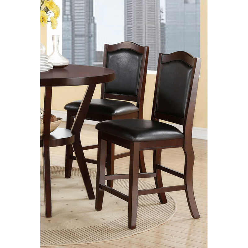 Streamdale Set of 2 Counter Height Chairs in Dark Brown Wood Finish