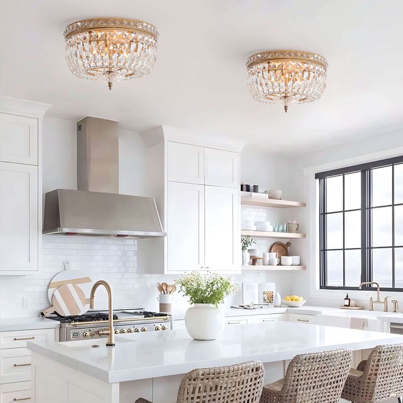 Elara Crystal Basket Flush Mount Chandelier image number 4
