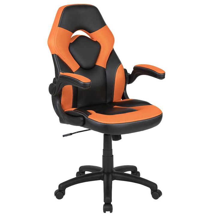 Flash Furniture X10 Gaming Chair Racing Office Computer Swivel Chair, White/Black LeatherSoft